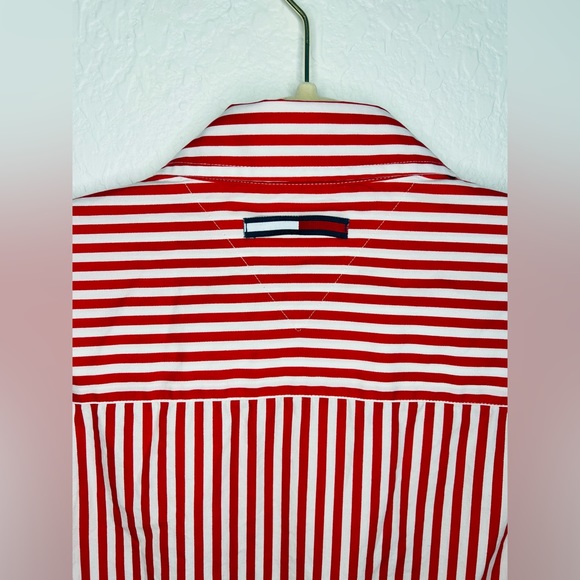 Vintage Tommy Hilfiger Red White Striped Button Up Shirt - Picture 10 of 13